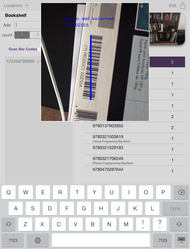 "Dee Count screenshot bar code scanning 2"
