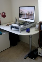"desk with platform"